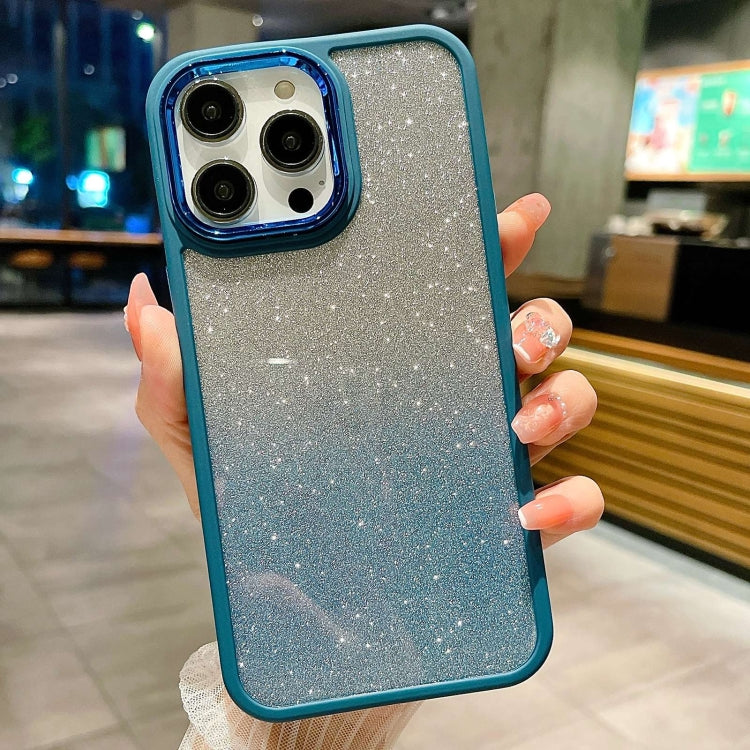 For iPhone 15 Pro Max Gradient Glitter Electroplating Acrylic Phone Case(Blue) - HoMEdemic™ 