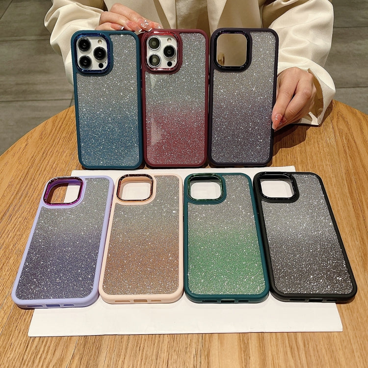 For iPhone 15 Pro Max Gradient Glitter Electroplating Acrylic Phone Case(Deep Purple) - HoMEdemic™ 