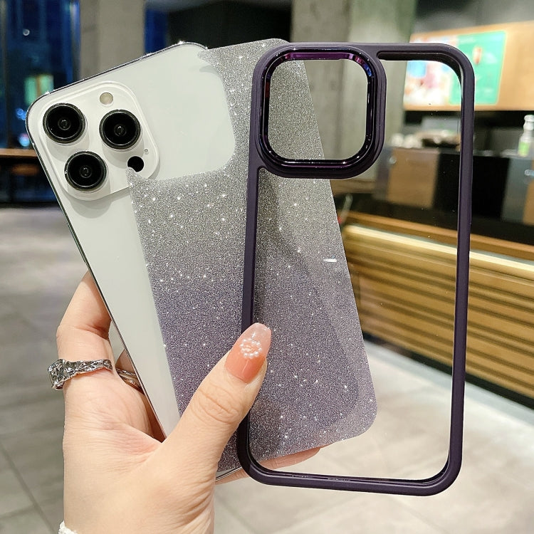For iPhone 15 Pro Max Gradient Glitter Electroplating Acrylic Phone Case(Deep Purple) - HoMEdemic™ 