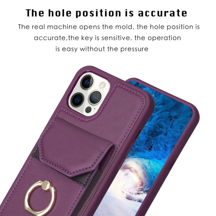 For iPhone 15 Pro Max BF29 Organ Card Bag Ring Holder Phone Case(Dark Purple) - HoMEdemic™ 