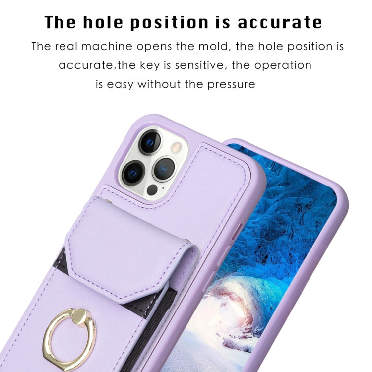 For iPhone 15 Pro Max BF29 Organ Card Bag Ring Holder Phone Case(Purple) - HoMEdemic™ 