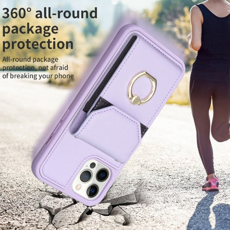 For iPhone 15 Pro Max BF29 Organ Card Bag Ring Holder Phone Case(Purple) - HoMEdemic™ 