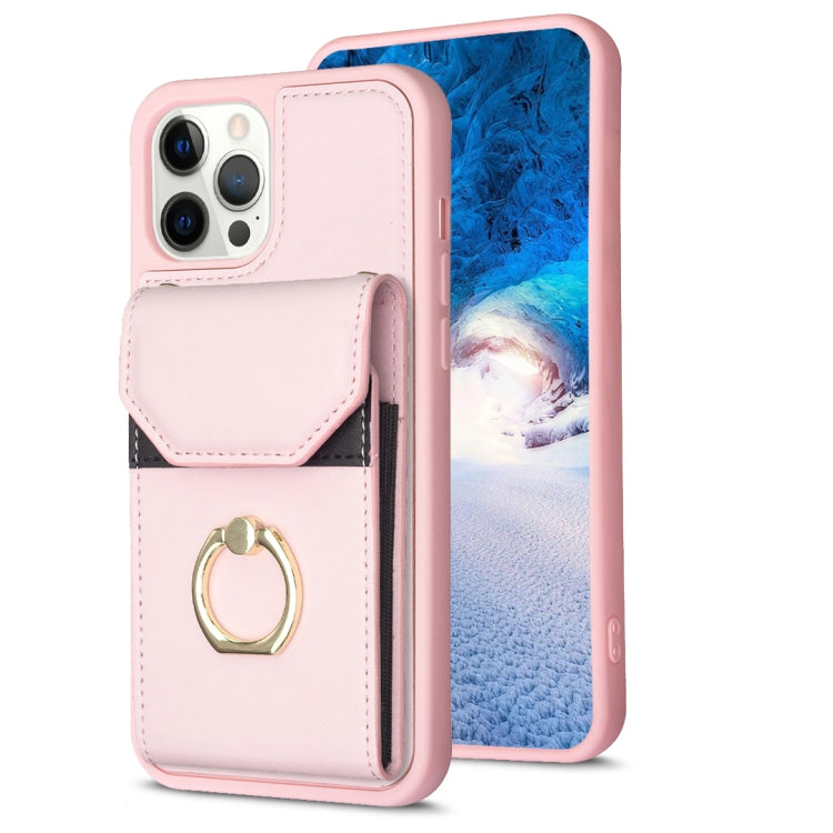 For iPhone 15 Pro Max BF29 Organ Card Bag Ring Holder Phone Case(Pink) - HoMEdemic™ 