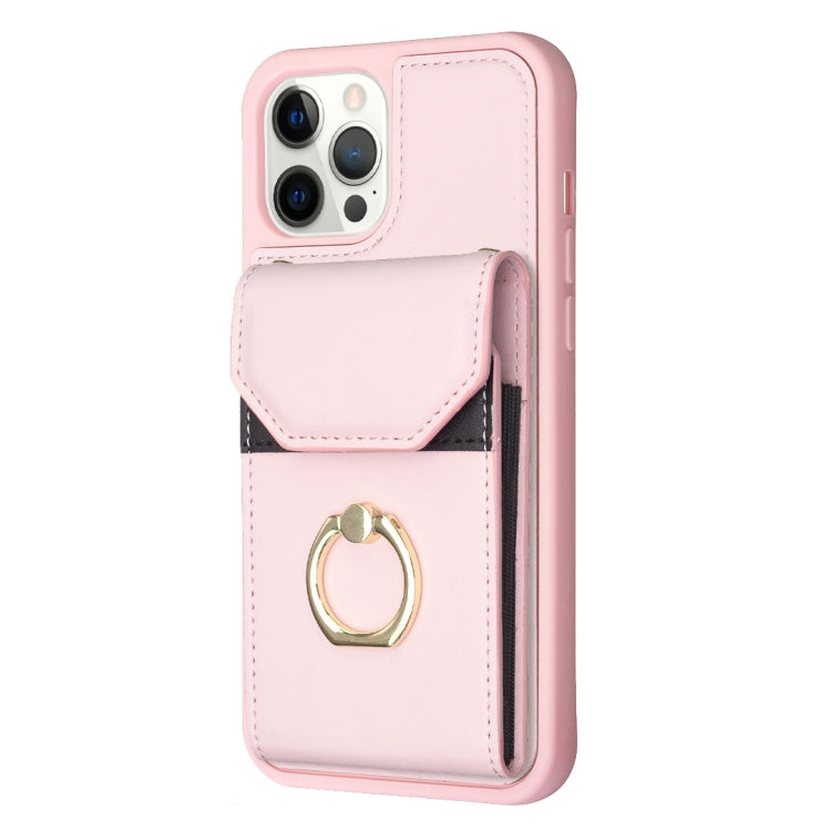 For iPhone 15 Pro Max BF29 Organ Card Bag Ring Holder Phone Case(Pink) - HoMEdemic™ 