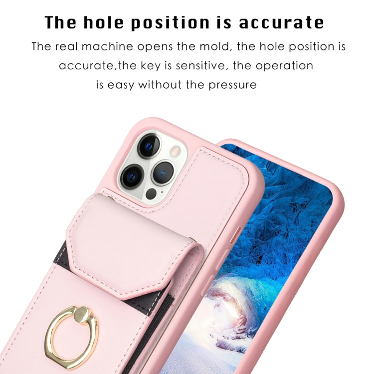 For iPhone 15 Pro Max BF29 Organ Card Bag Ring Holder Phone Case(Pink) - HoMEdemic™ 