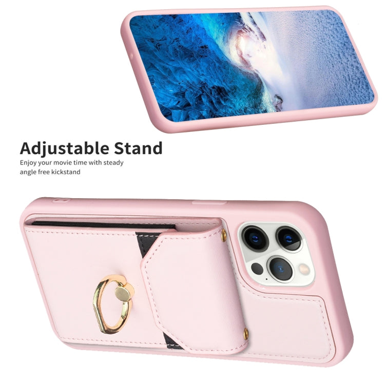 For iPhone 15 Pro Max BF29 Organ Card Bag Ring Holder Phone Case(Pink) - HoMEdemic™ 