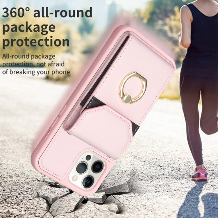 For iPhone 15 Pro Max BF29 Organ Card Bag Ring Holder Phone Case(Pink) - HoMEdemic™ 