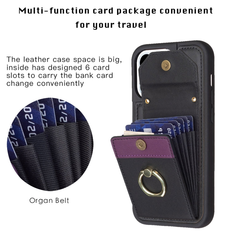 For iPhone 15 Pro BF29 Organ Card Bag Ring Holder Phone Case(Black) - HoMEdemic™ 
