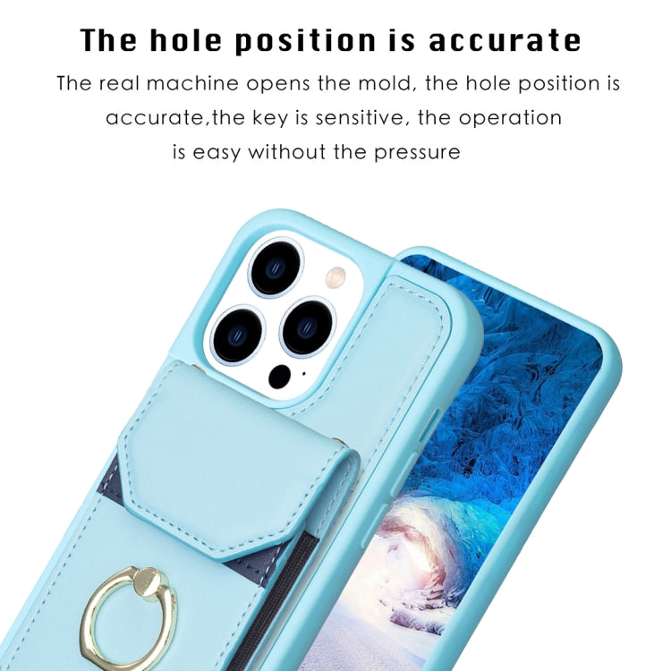 For iPhone 15 Pro BF29 Organ Card Bag Ring Holder Phone Case(Blue) - HoMEdemic™ 