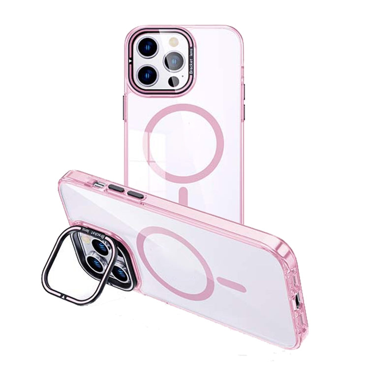 For iPhone 15 Pro Max MagSafe Magnetic Invisible Holder Transparent Phone Case(Pink) - HoMEdemic™ 