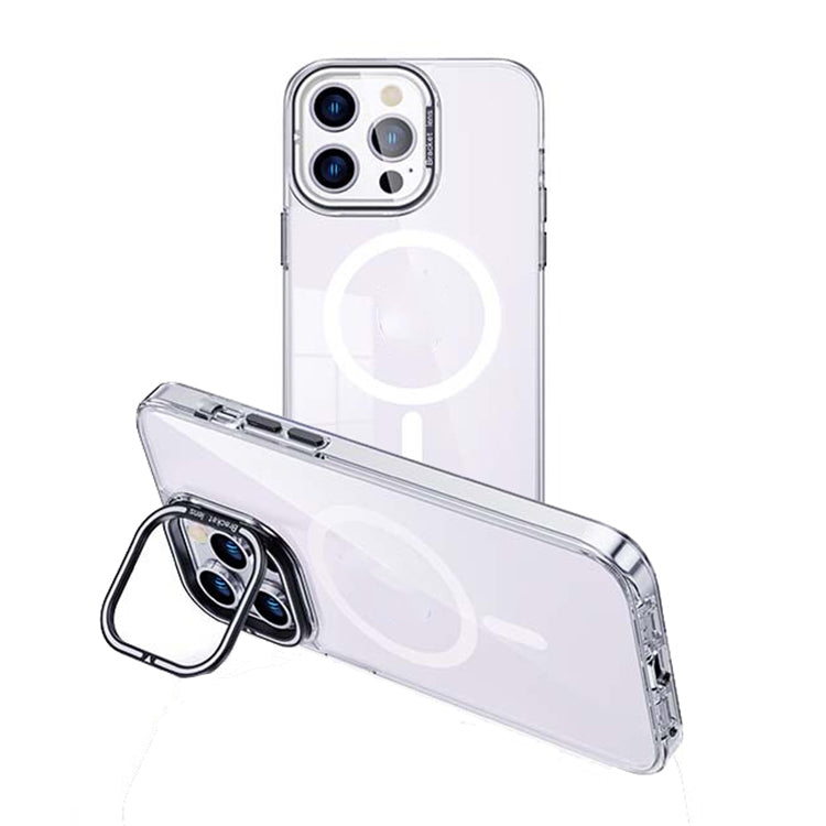 For iPhone 15 Pro Max MagSafe Magnetic Invisible Holder Transparent Phone Case(Silver) - HoMEdemic™ 