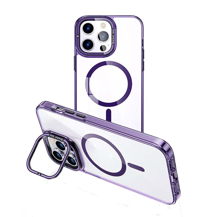 For iPhone 15 Pro MagSafe Magnetic Invisible Holder Transparent Phone Case(Purple) - HoMEdemic™ 