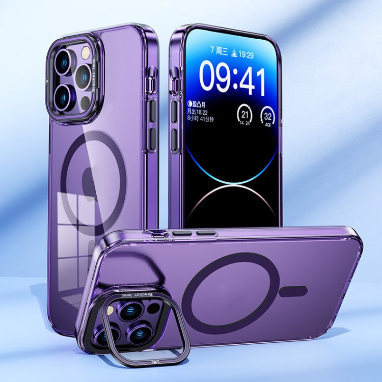 For iPhone 15 Pro Max MagSafe Magnetic Invisible Holder Transparent Phone Case(Silver) - HoMEdemic™ 