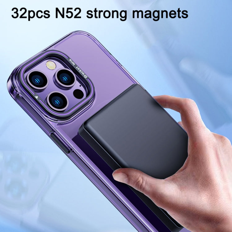 For iPhone 15 Pro MagSafe Magnetic Invisible Holder Transparent Phone Case(Purple) - HoMEdemic™ 