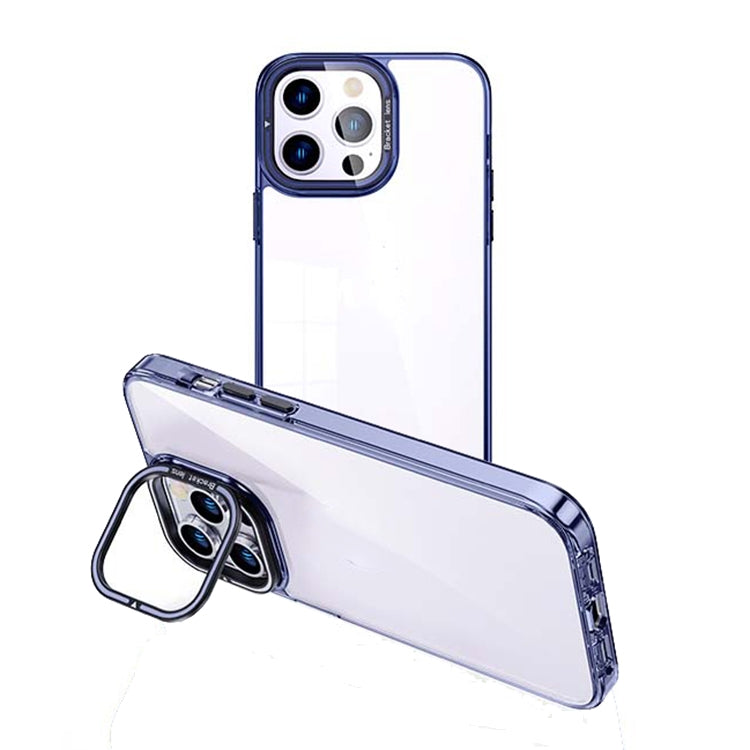 For iPhone 15 Pro Max Invisible Camera Holder Transparent Phone Case(Blue) - HoMEdemic™ 