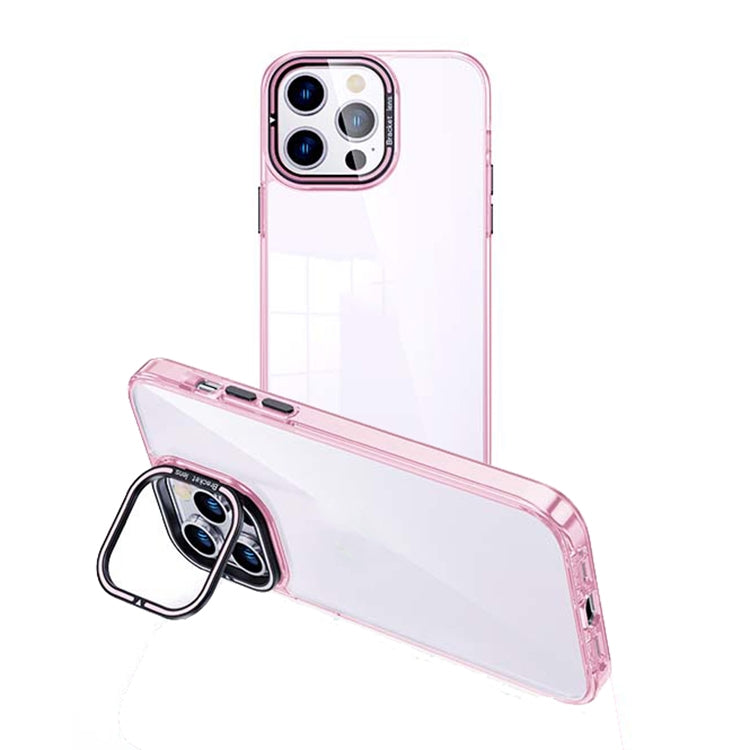 For iPhone 15 Pro Invisible Camera Holder Transparent Phone Case(Pink) - HoMEdemic™ 