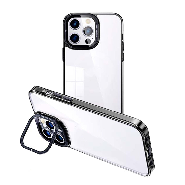 For iPhone 15 Pro Invisible Camera Holder Transparent Phone Case(Black) - HoMEdemic™ 