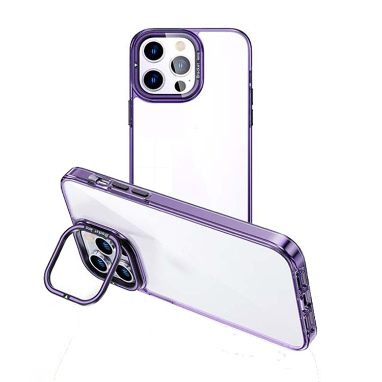 For iPhone 15 Pro Invisible Camera Holder Transparent Phone Case(Purple) - HoMEdemic™ 