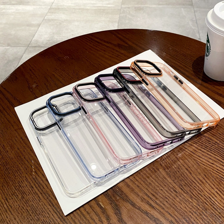 For iPhone 15 Pro Invisible Camera Holder Transparent Phone Case(Purple) - HoMEdemic™ 