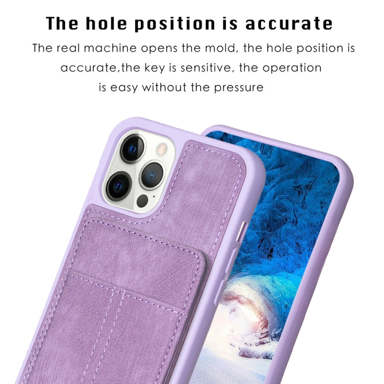 For iPhone 15 Pro Max BF28 Frosted Card Bag Phone Case with Holder(Purple) - HoMEdemic™ 