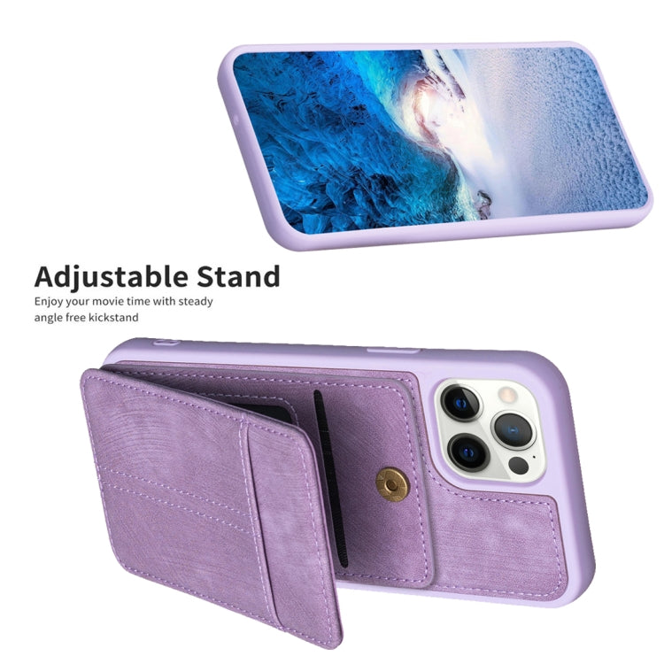 For iPhone 15 Pro Max BF28 Frosted Card Bag Phone Case with Holder(Purple) - HoMEdemic™ 