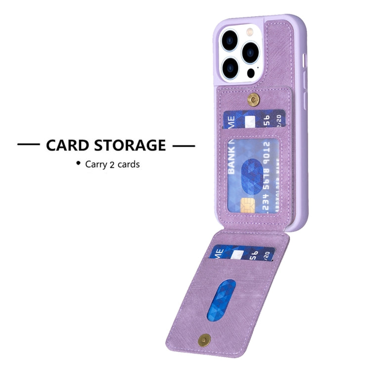 For iPhone 15 Pro BF28 Frosted Card Bag Phone Case with Holder(Purple) - HoMEdemic™ 