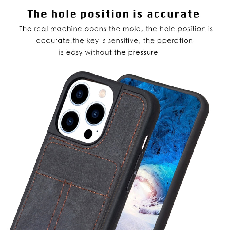 For iPhone 15 Pro BF28 Frosted Card Bag Phone Case with Holder(Black) - HoMEdemic™ 