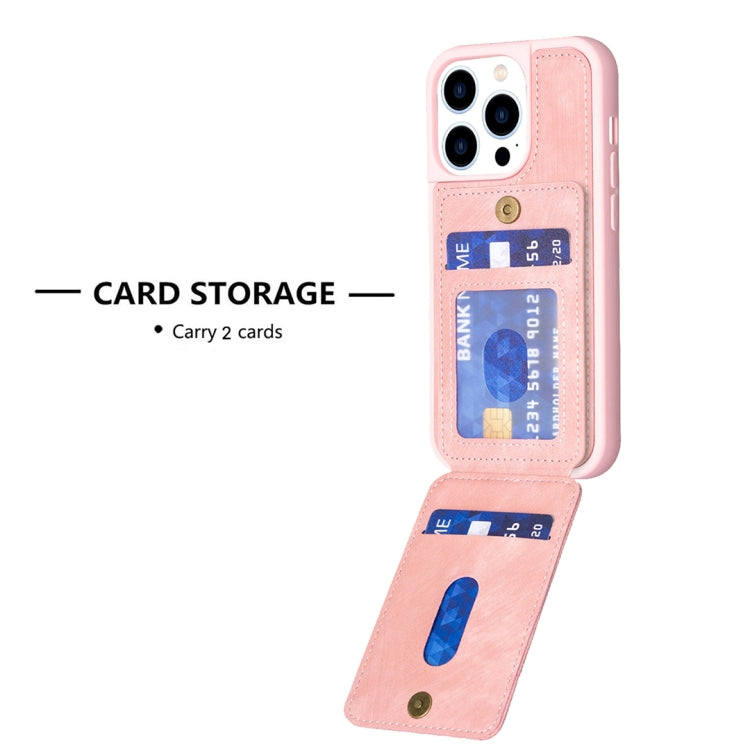 For iPhone 15 Pro BF28 Frosted Card Bag Phone Case with Holder(Pink) - HoMEdemic™ 