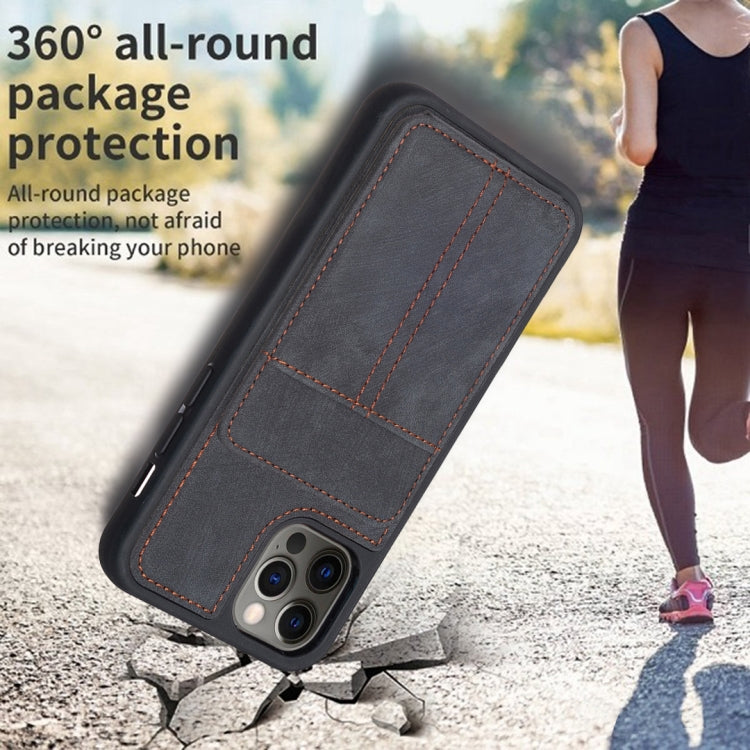 For iPhone 11 BF28 Frosted Card Bag Phone Case with Holder(Black) - HoMEdemic™ 