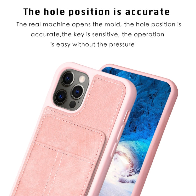 For iPhone 11 BF28 Frosted Card Bag Phone Case with Holder(Pink) - HoMEdemic™ 