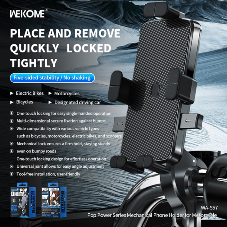 WK WA-S57 Pop Power Series Mechanical Motorcycle Phone Holder(Black) - HoMEdemic™ 