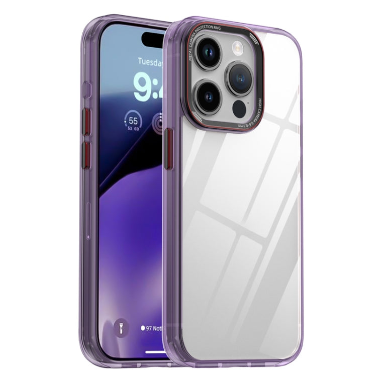 For iPhone 15 Pro iPAKY MG Series Transparent PC+TPU Phone Case(Transparent Purple) - HoMEdemic™ 
