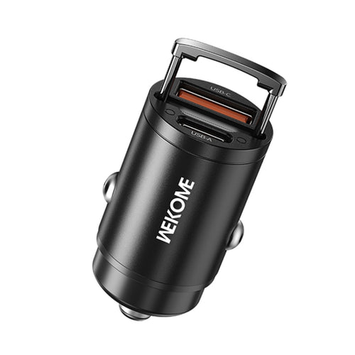 WK WP-C48 Mini Invisible Pull Ring 30W USB + USB-C / Type-C Car Charger(Black) - HoMEdemic™ 