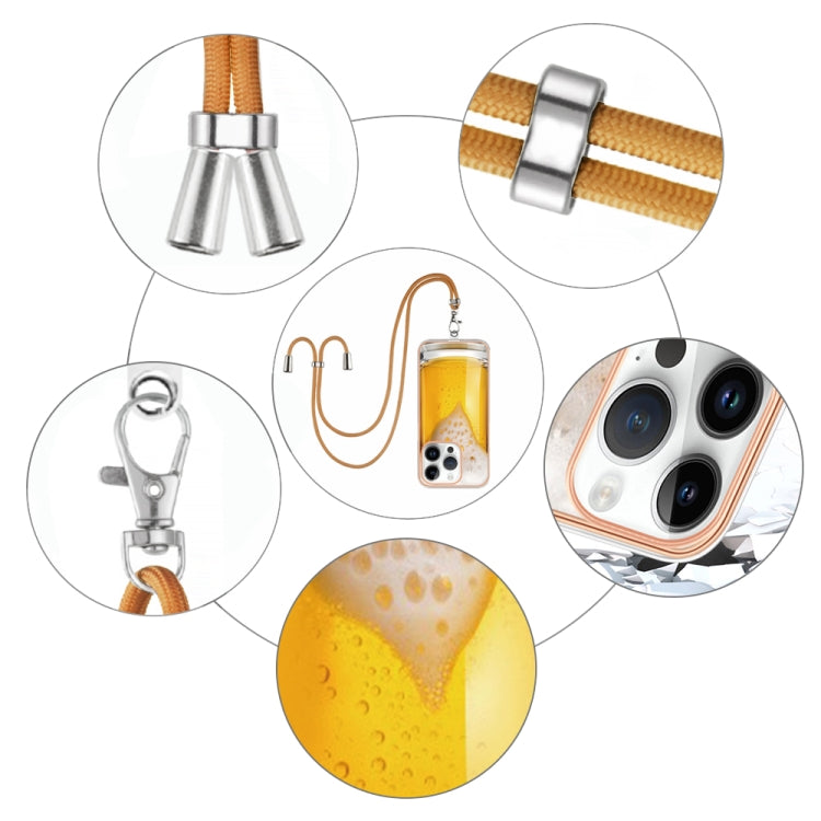 For iPhone 15 Pro Electroplating Dual-side IMD Phone Case with Lanyard(Draft Beer) - HoMEdemic™ 