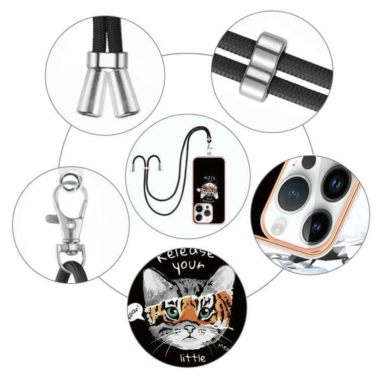 For iPhone 15 Pro Max Electroplating Dual-side IMD Phone Case with Lanyard(Natural Growth) - HoMEdemic™ 