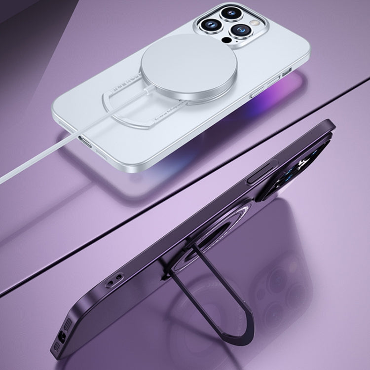 For iPhone 15 Pro Max Matte Magsafe Magnetic Phone Case with Trolley Holder(Night Purple) - HoMEdemic™ 