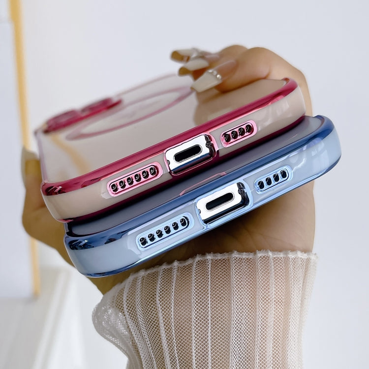 For iPhone 15 Pro Max Electroplate Side Roses Flower MagSafe Phone Case(Pink) - HoMEdemic™ 