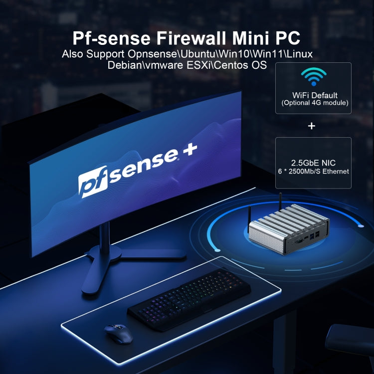 HYSTOU PO9B-J4125-6L Embedded Intel Celeron J4125 Processor Six Network Ports Mini Host, Specification:4GB+64GB - HoMEdemic™ 