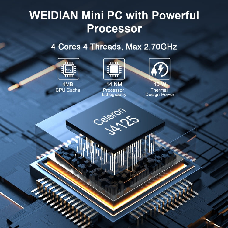 HYSTOU PO9B-J4125-6L Embedded Intel Celeron J4125 Processor Six Network Ports Mini Host, Specification:4GB+64GB - HoMEdemic™ 