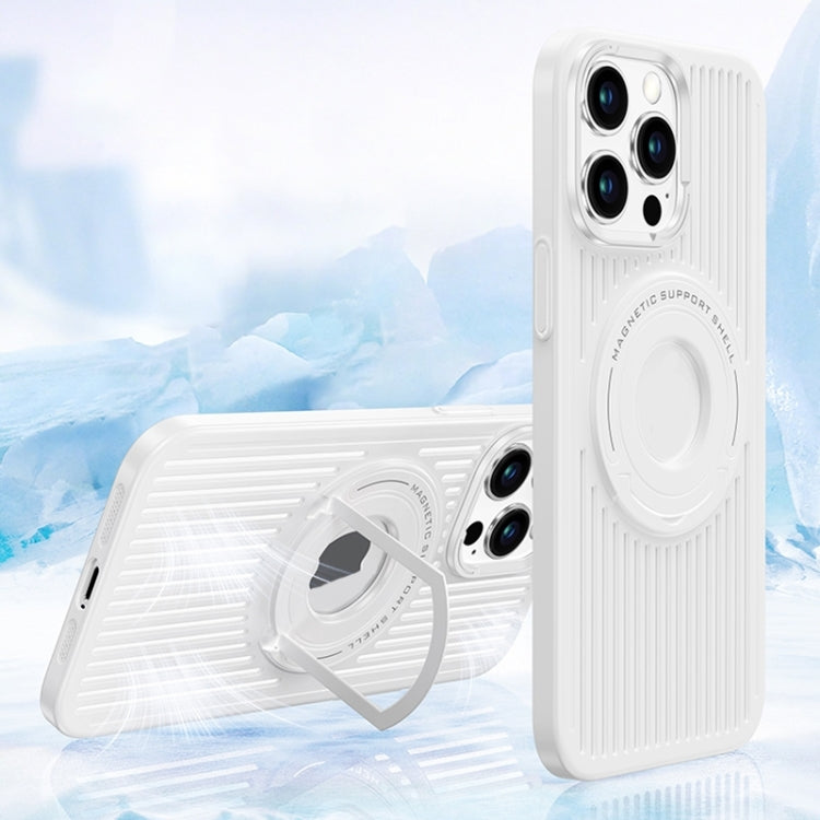 For iPhone 15 Pro Cooling MagSafe Magnetic Ring Holder Phone Case(White) - HoMEdemic™ 