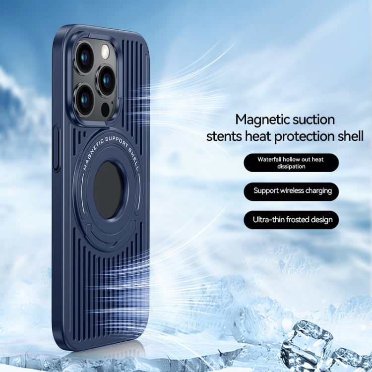 For iPhone 15 Pro Cooling MagSafe Magnetic Ring Holder Phone Case(Blue) - HoMEdemic™ 