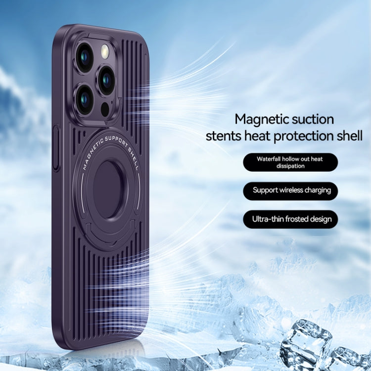 For iPhone 15 Pro Cooling MagSafe Magnetic Ring Holder Phone Case(Purple) - HoMEdemic™ 