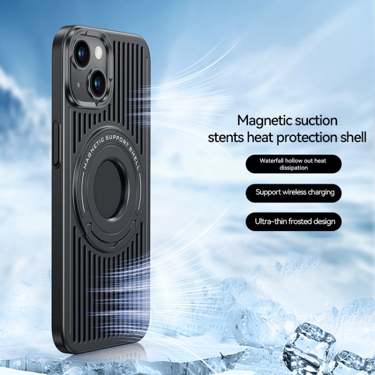 For iPhone 15 Plus Cooling MagSafe Magnetic Ring Holder Phone Case(Black) - HoMEdemic™ 