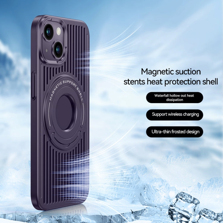 For iPhone 15 Cooling MagSafe Magnetic Ring Holder Phone Case(Purple) - HoMEdemic™ 