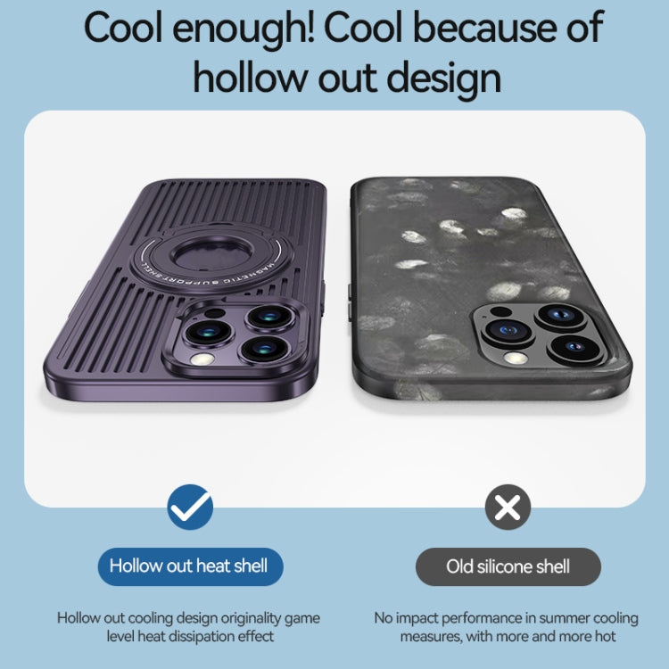 For iPhone 15 Pro Cooling MagSafe Magnetic Ring Holder Phone Case(Purple) - HoMEdemic™ 
