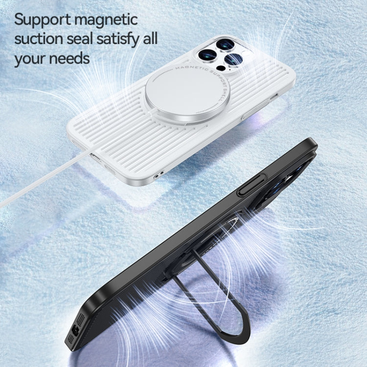For iPhone 15 Pro Cooling MagSafe Magnetic Ring Holder Phone Case(Blue) - HoMEdemic™ 