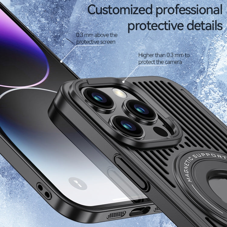 For iPhone 15 Pro Cooling MagSafe Magnetic Ring Holder Phone Case(Purple) - HoMEdemic™ 