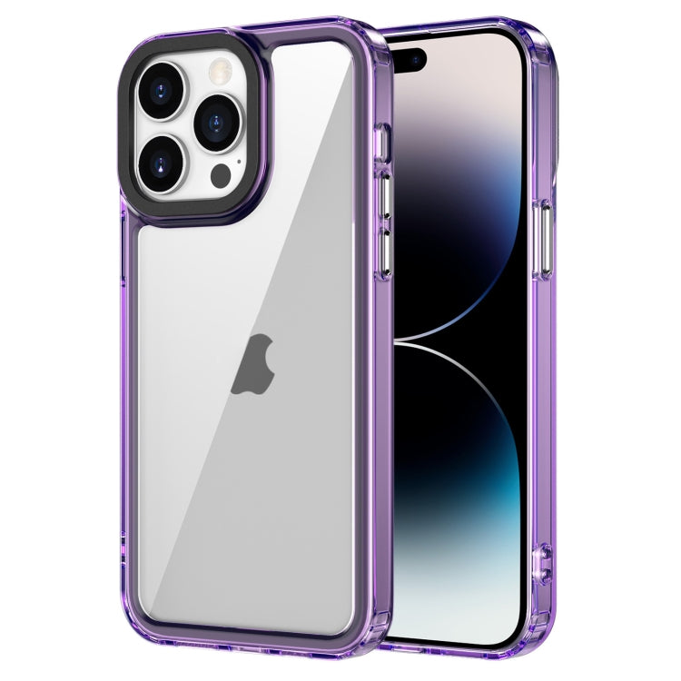 For iPhone 15 Pro Transparent Acrylic + TPU Shockproof Phone Case(Transparent Purple) - HoMEdemic™ 