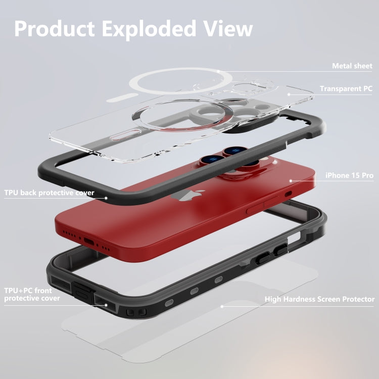 For iPhone 15 Pro Max RedPepper IP68 Waterproof MagSafe Phone Case(Black) - HoMEdemic™ 
