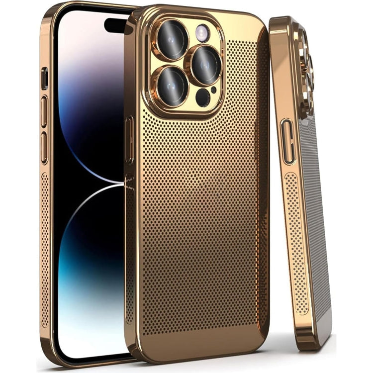 For iPhone 15 Pro Fine Mesh Cooling Phone Case(Gold) - HoMEdemic™ 